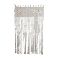 Hand-Woven Cotton Blend Macrame Curtain, Natural & White