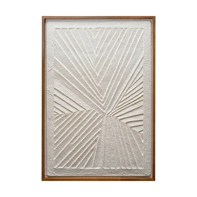 Oak Wood Framed Embossed Handmade Paper Wall Decor