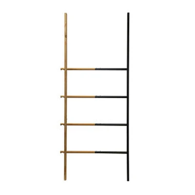 Two-Tone Metal & Wood Ladder - Black & Natural