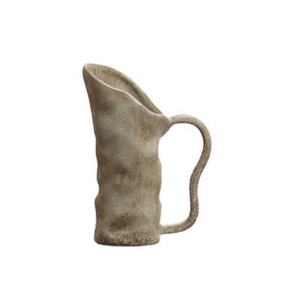 Stoneware Organic Shaped Pitcher, Reactive Glaze - Green