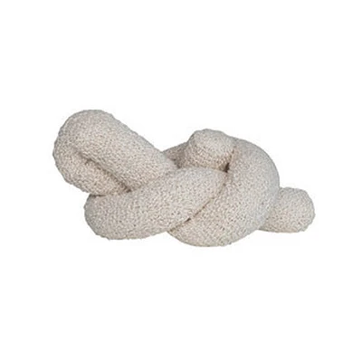 Woven Cotton Bouclé Knot Pillow - Cream Color