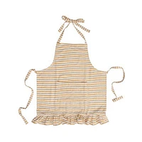 Woven Cotton Striped Apron w/ Ruffle, Yellow & White