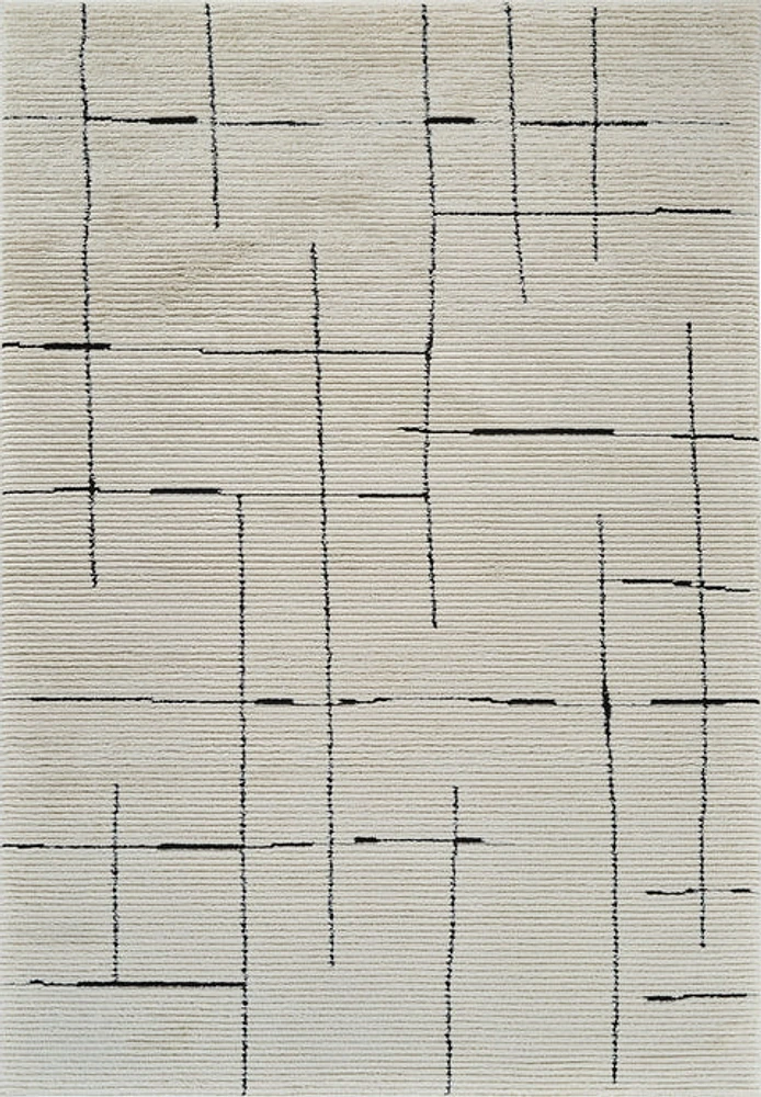 Terra Cream Modern Grid Rug – 5x8