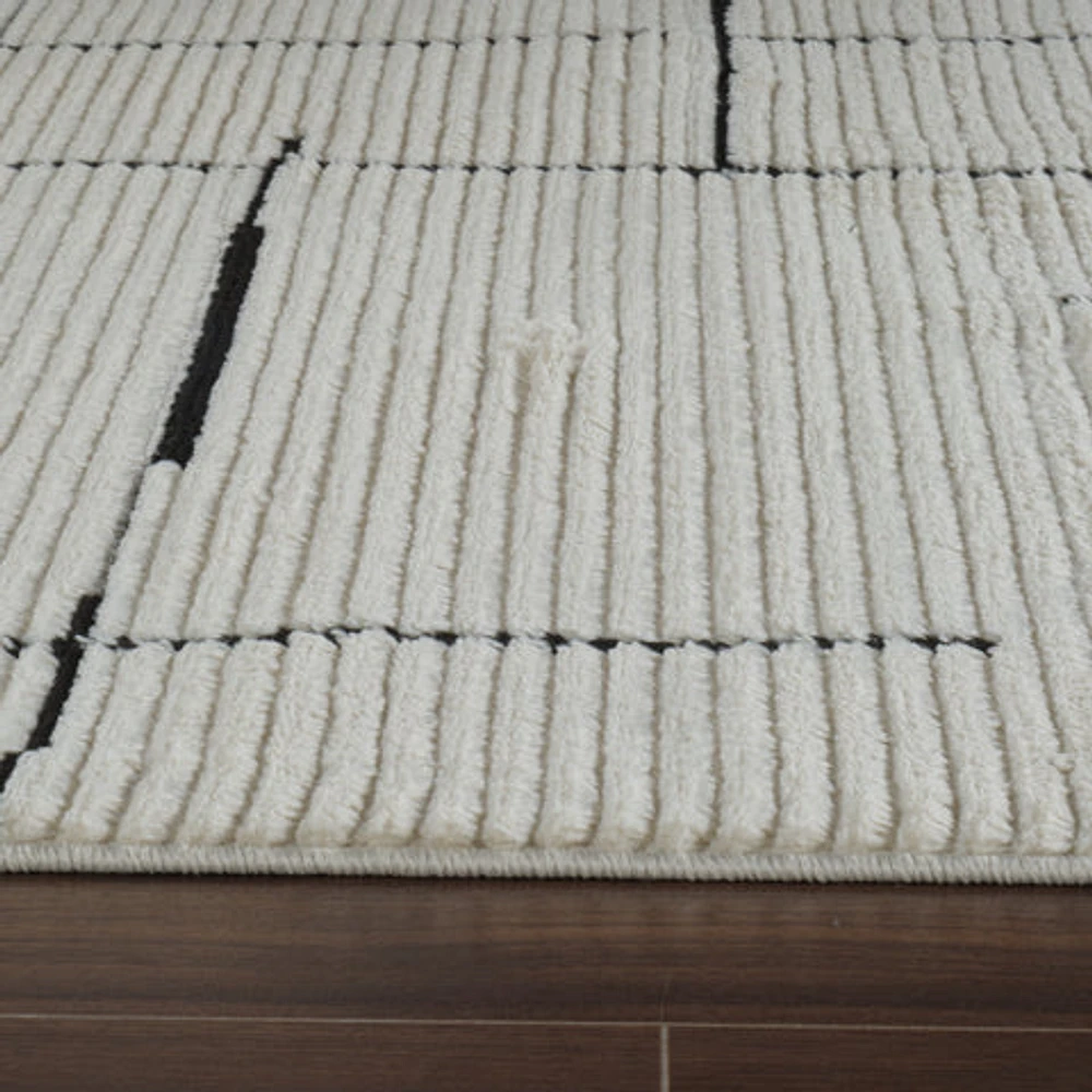 Terra Cream Modern Grid Rug – 5x8