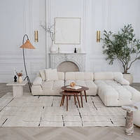 Terra Cream Modern Grid Rug – 5x8