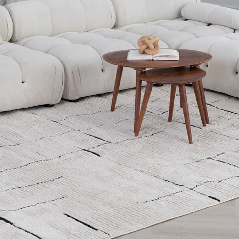 Terra Cream Modern Grid Rug – 5x8