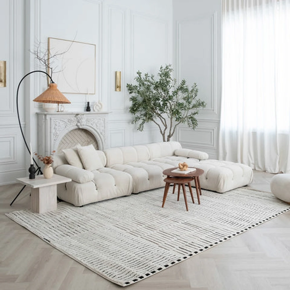 Terra Cream Abstract Striped Area Rug