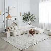 Terra Cream Abstract Striped Area Rug