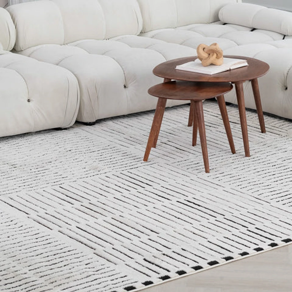 Terra Cream Abstract Striped Area Rug