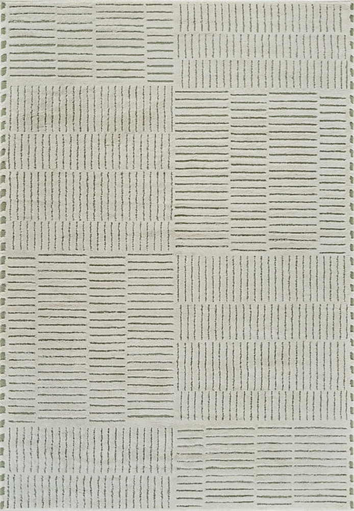 Terra Green Abstract Striped Area Rug
