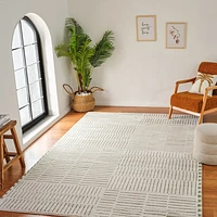 Terra Green Abstract Striped Area Rug