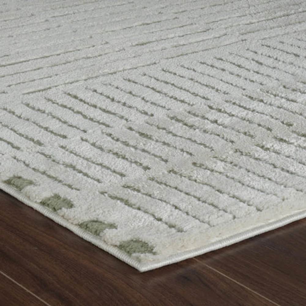Terra Green Abstract Striped Area Rug