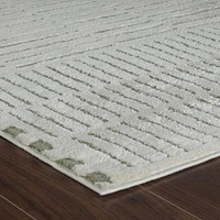 Terra Green Abstract Striped Area Rug