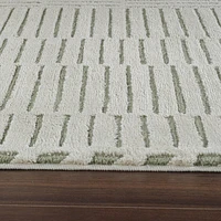 Terra Green Abstract Striped Area Rug