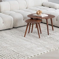 Terra Green Abstract Striped Area Rug