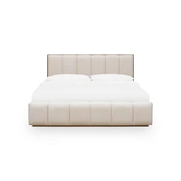 Gardenia Wood Frame Upholstered Platform Bed Cotton and Chai