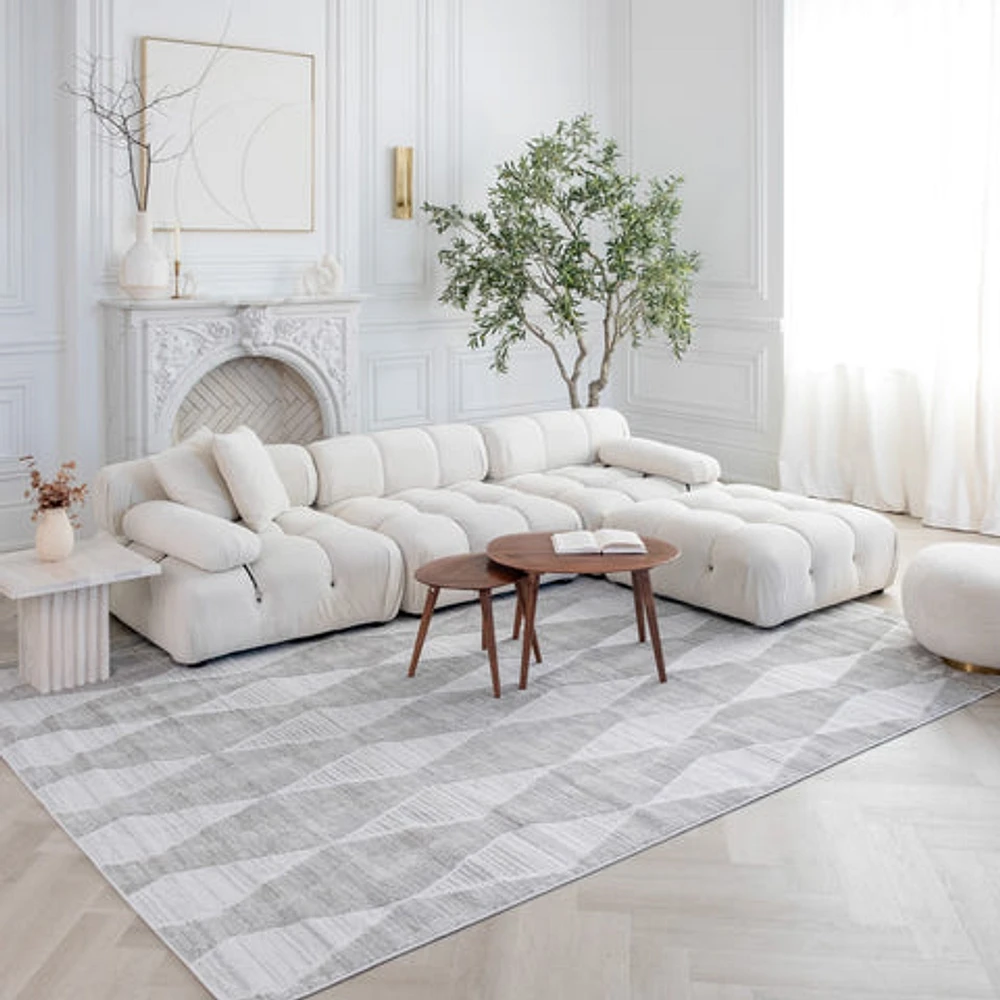 Tulum Grey Diamond-Inspired Area Rug