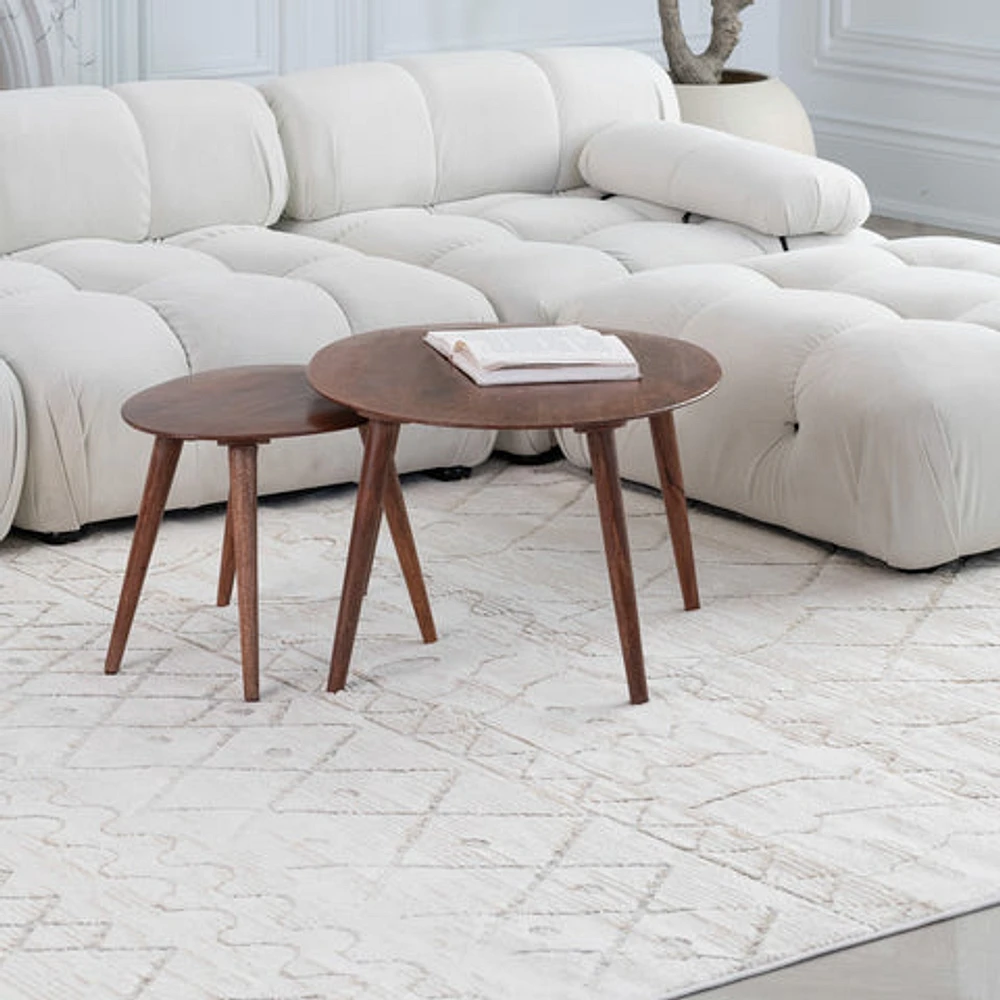 Tulum Beige Textured Moroccan Area Rug