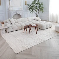 Tulum Beige Textured Moroccan Area Rug