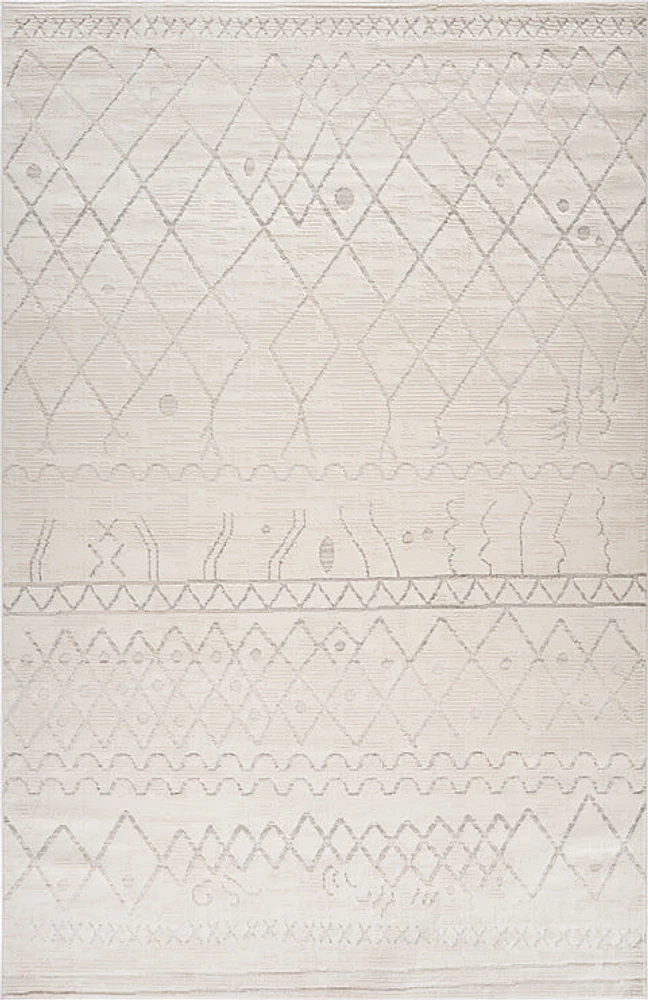 Tulum Beige Textured Moroccan Area Rug