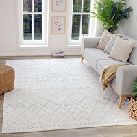 Tulum Beige Textured Moroccan Area Rug