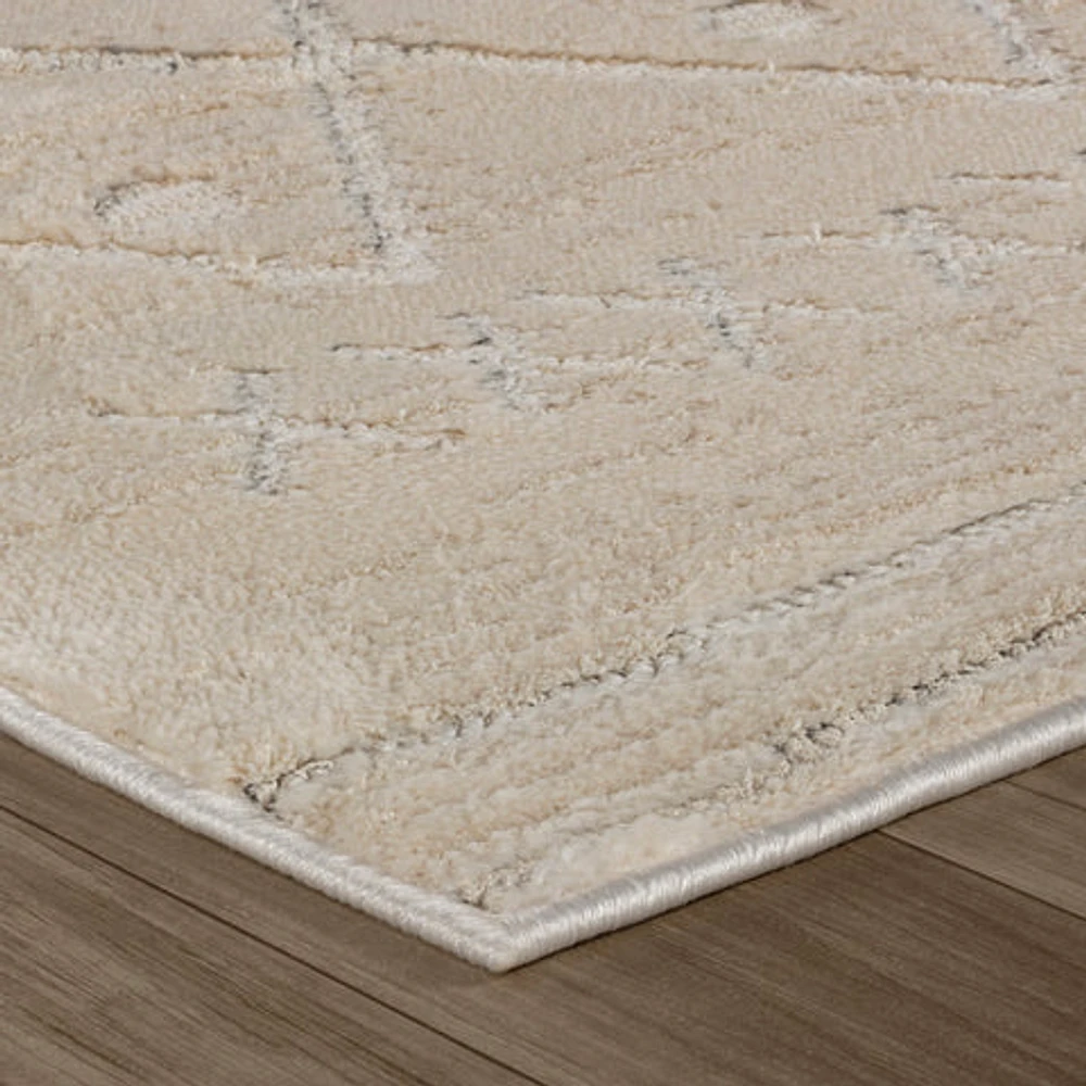 Tulum Beige Textured Moroccan Area Rug