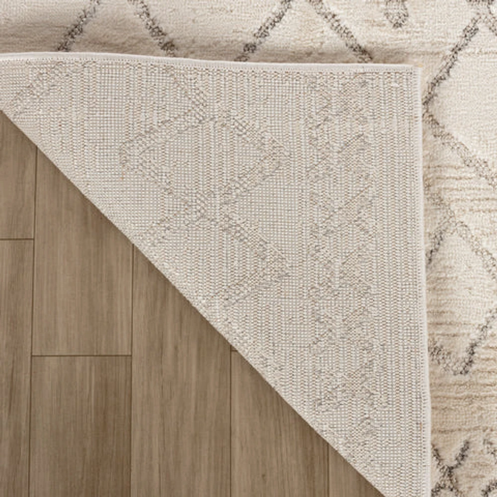 Tulum Beige Textured Moroccan Area Rug