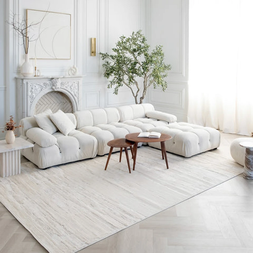 Tulum Beige Tribal Chevron Area Rug