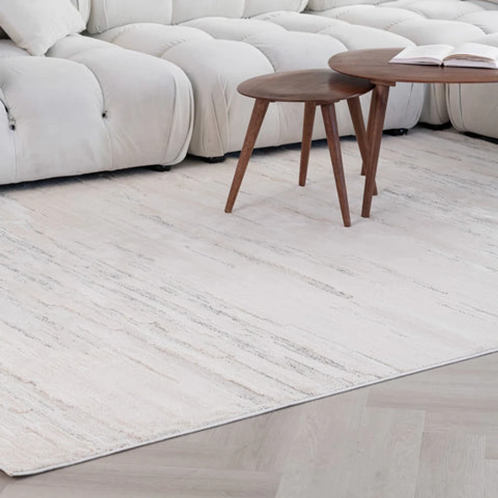 Tulum Beige Tribal Chevron Area Rug