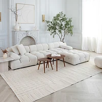 Tulum Beige Geometric Grid Area Rug