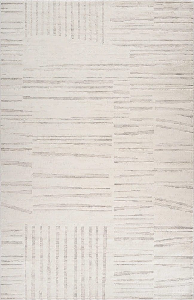 Tulum Beige Geometric Grid Area Rug