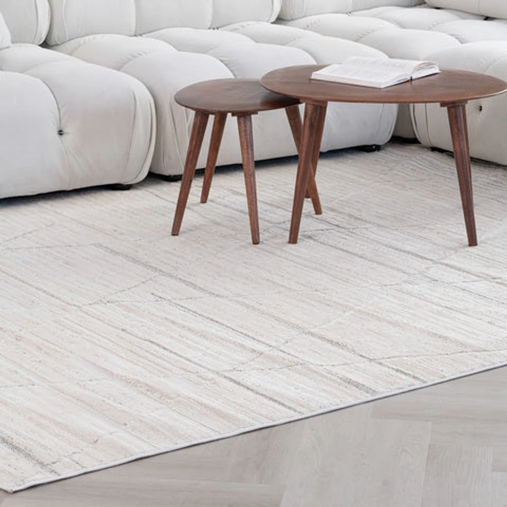 Tulum Beige Boho Diamond Area Rug