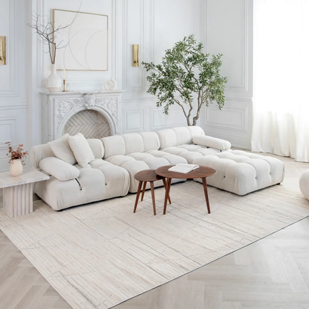 Tulum Beige Boho Diamond Area Rug