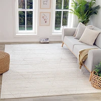 Tulum Beige Boho Diamond Area Rug