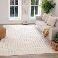 Tulum Beige Linear Modern Area Rug
