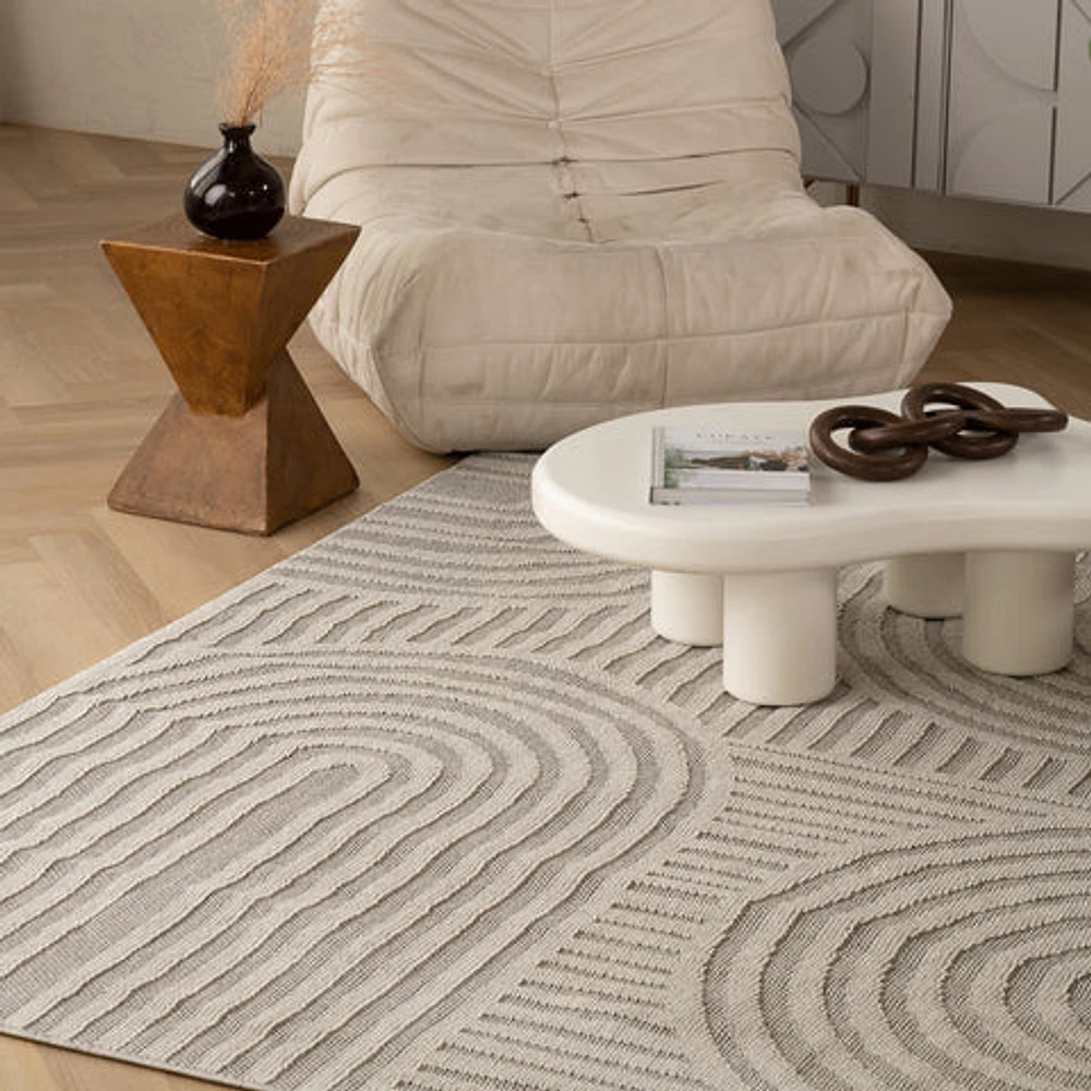 Utopia Grey Modern Wavy Lines Area Rug