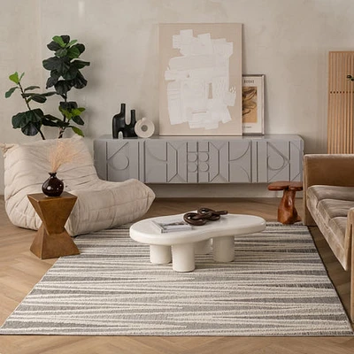 Utopia Grey Distressed Geometric Area Rug