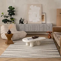 Utopia Grey Distressed Geometric Area Rug