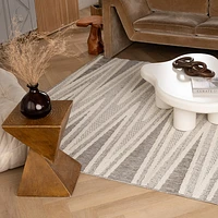 Utopia Grey Distressed Geometric Area Rug