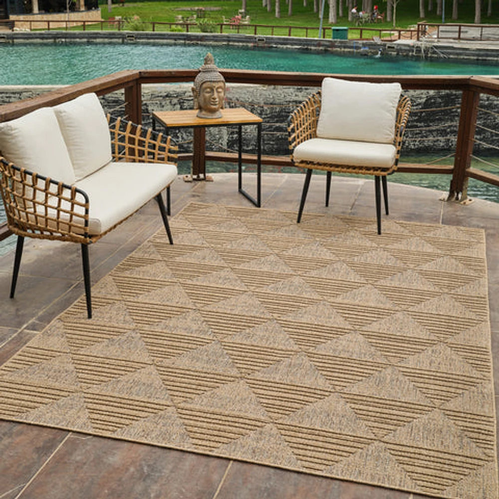 Utopia Beige Geometric Modern Area Rug