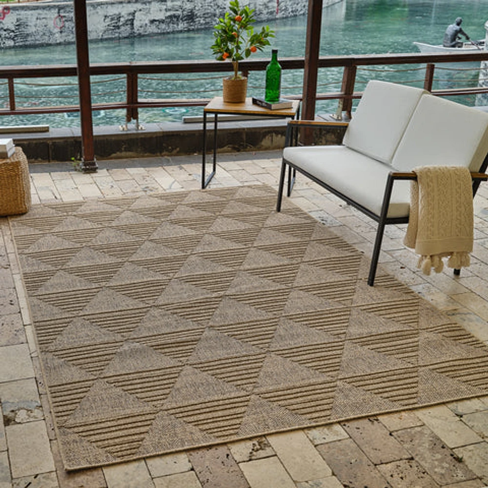 Utopia Beige Geometric Modern Area Rug