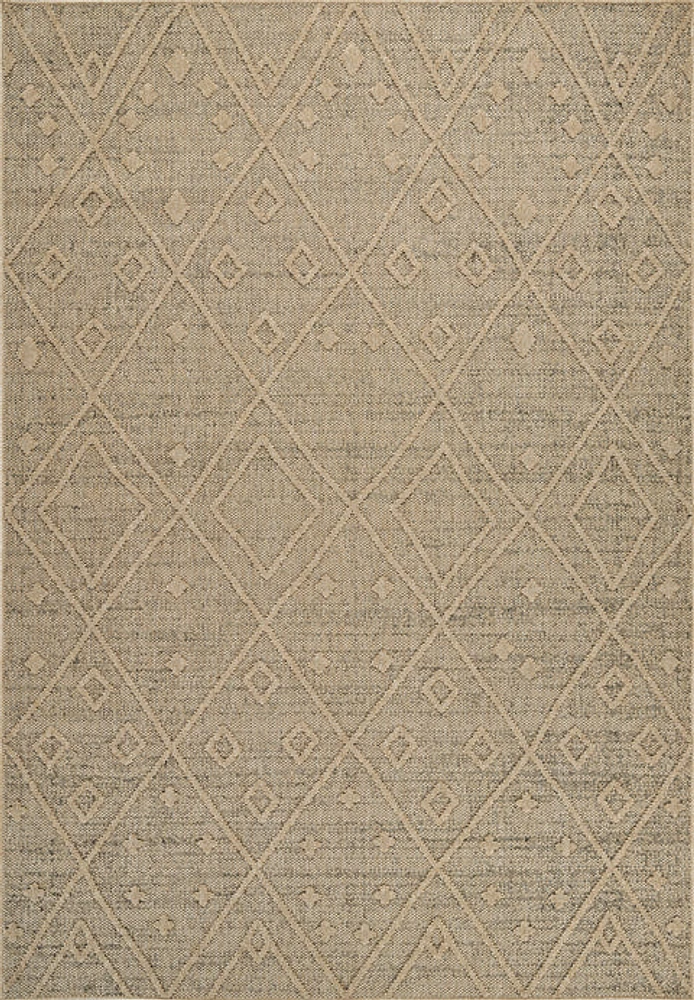 Utopia Beige Geometric Worn-Look Area Rug