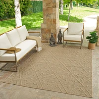 Utopia Beige Geometric Worn-Look Area Rug