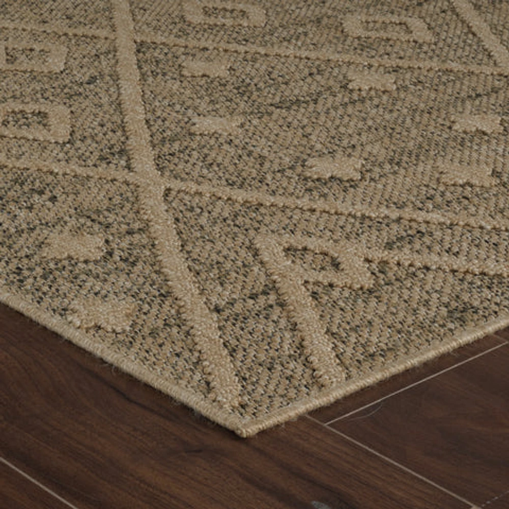Utopia Beige Geometric Worn-Look Area Rug