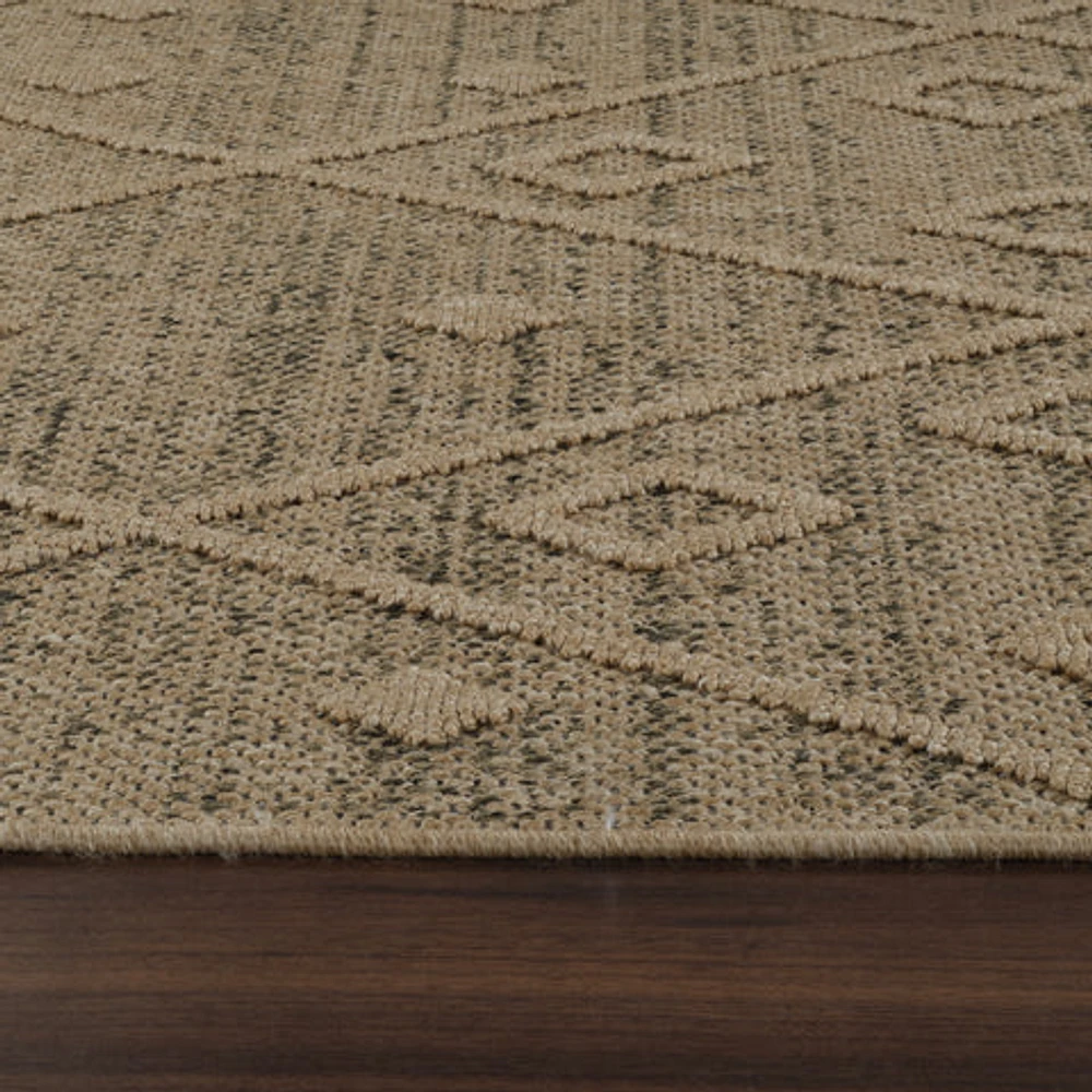 Utopia Beige Geometric Worn-Look Area Rug