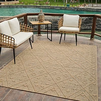 Utopia Beige Geometric Worn-Look Area Rug