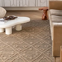 Utopia Beige Geometric Worn-Look Area Rug