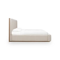 Gardenia Wood Frame Upholstered Platform Bed Cotton and Chai