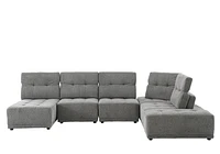 Toco Grey Upholstered Modular Sectional Sofa with Adjustable Backrests