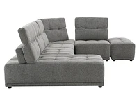 Toco Grey Upholstered Modular Sectional Sofa with Adjustable Backrests